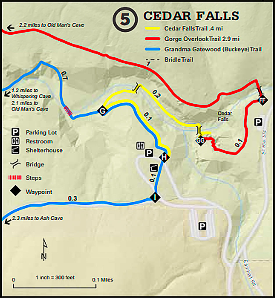 Cedar Falls Hiking Map by the Ohio Dept of Natural Resources