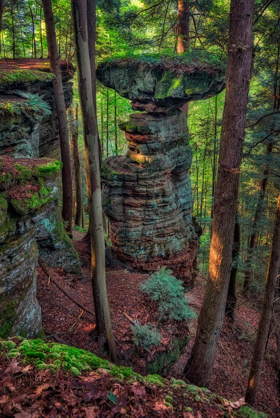 Hike the Buckeye Trail in Hocking Hills to find this rock formation.