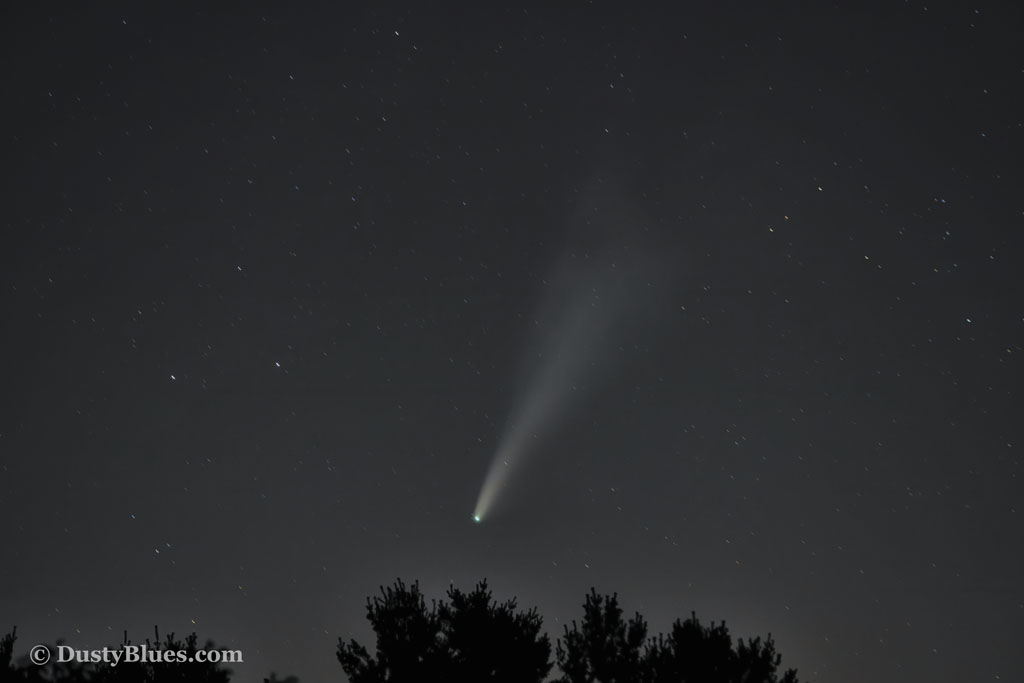 The Neowise comet streaking across the Hocking Hills Skies.